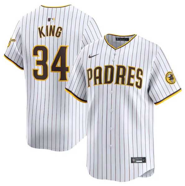 Men%27s San Diego Padres #34 Michael King White 2024 Home Limited Baseball Stitched Jersey Dzhi